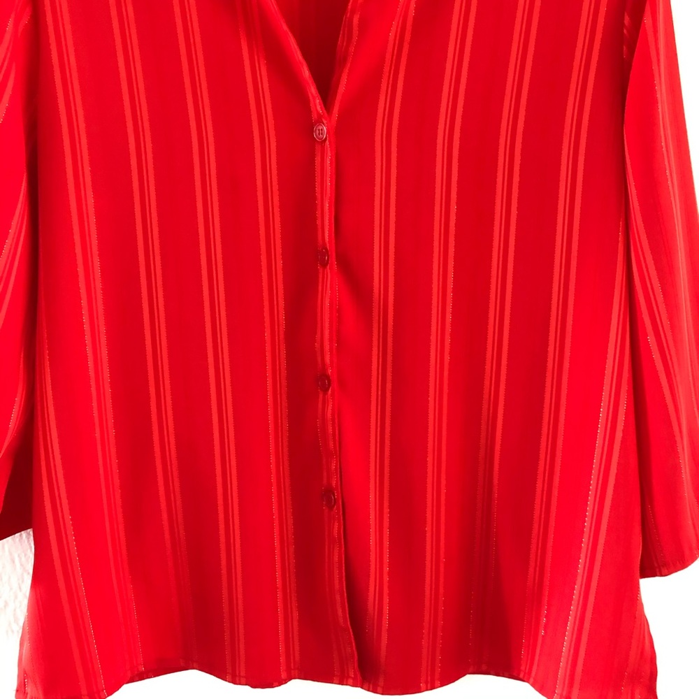 Apprenza Vertical Striped Button Down Blouse - image 3